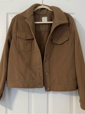Joie Brown Teddy Button-Front Jacket